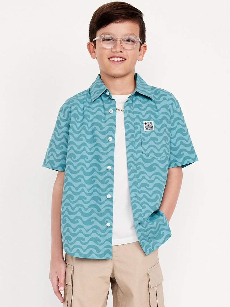 Printed Short-Sleeve Poplin Pocket Shirt for Boys