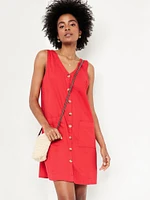 Sleeveless Button-Front Mini Dress