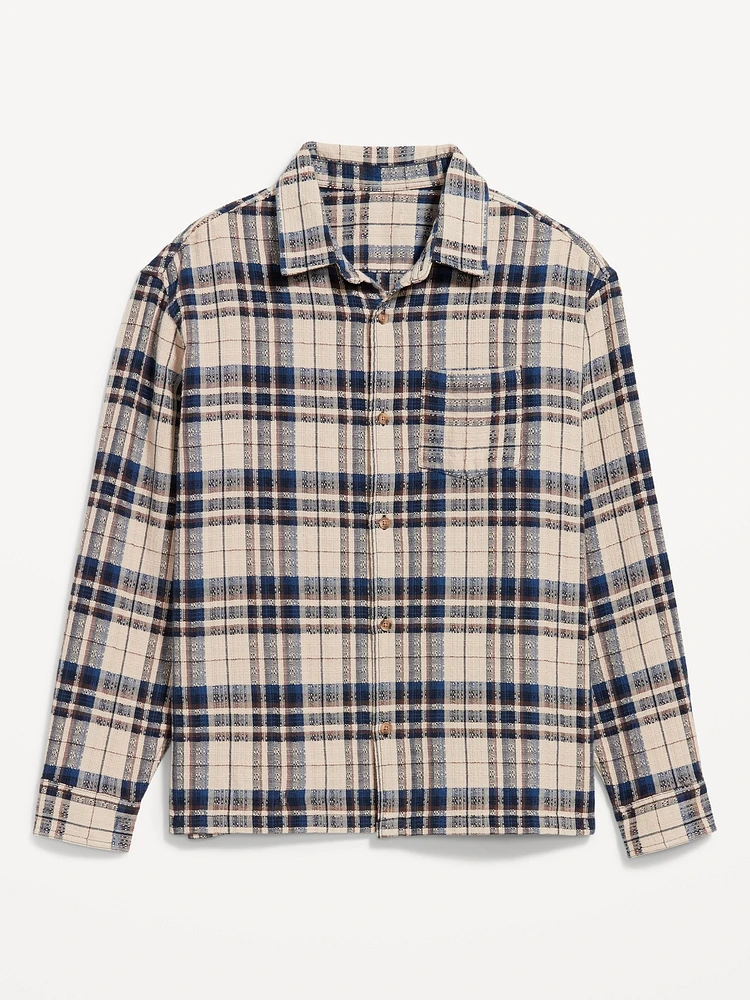 Loose Fit Plaid Pocket Shirt