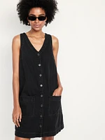 Sleeveless Button-Front Mini Dress