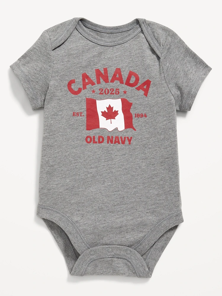 Short-Sleeve Canada Logo-Graphic Bodysuit for Baby
