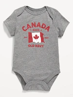 Short-Sleeve Canada Logo-Graphic Bodysuit for Baby