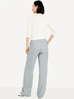 Extra High-Waisted Linen-Blend Taylor Wide-Leg Trouser Pants