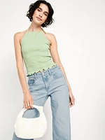 Sleeveless Smocked Crop Top