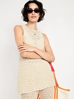 Sleeveless Crochet Tunic Sweater