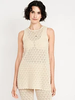 Sleeveless Crochet Tunic Sweater