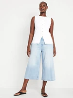 High-Waisted Baggy Wide-Leg Culotte Jeans