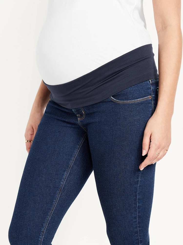 Jean capri étroit à panneau rabattable de maternité