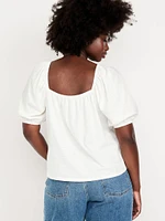 Square-Neck Puff-Sleeve Top