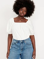 Square-Neck Puff-Sleeve Top