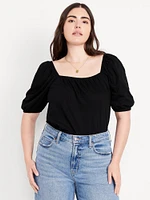 Square-Neck Puff-Sleeve Top