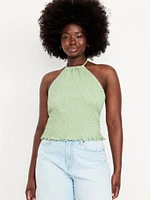 Sleeveless Smocked Crop Top