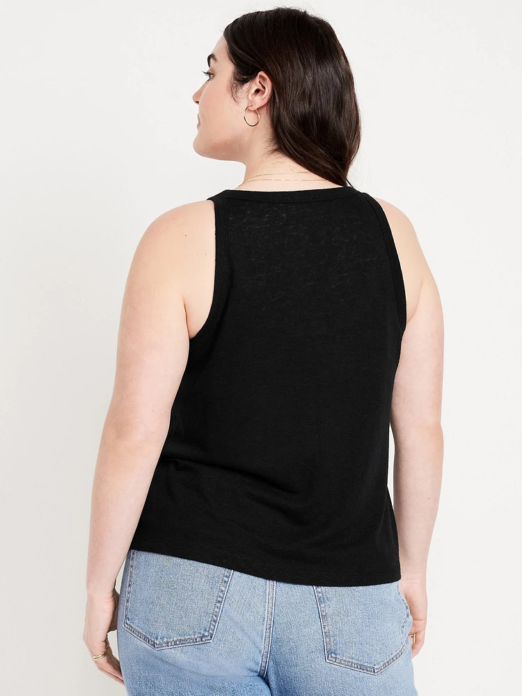 Linen-Blend Tank Top