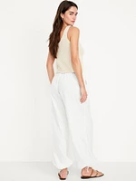 Mid-Rise Linen-Blend Harem Pants