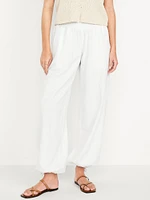 Mid-Rise Linen-Blend Harem Pants