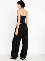 Mid-Rise Linen-Blend Harem Pants