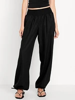 Mid-Rise Linen-Blend Harem Pants