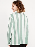 Oversized Long-Sleeve Collared Performance Top for Boys