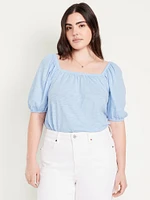 Square-Neck Puff-Sleeve Top