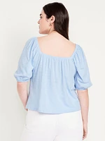 Square-Neck Puff-Sleeve Top
