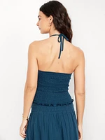Sleeveless Smocked Crop Top