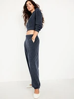 High-Waisted Towel Terry Barrel Ankle Pants