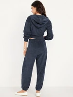 High-Waisted Towel Terry Barrel Ankle Pants