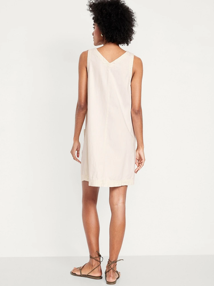 Sleeveless Button-Front Mini Dress