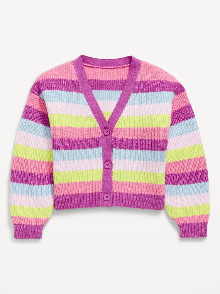 Printed Button-Front Cardigan Sweater for Girls
