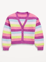 Printed Button-Front Cardigan Sweater for Girls
