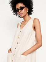 Sleeveless Button-Front Mini Dress