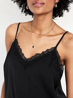Lace-Trim Satin Cami Top