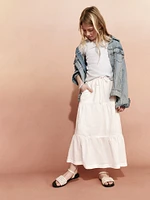 Printed Tiered Swing Midi Skirt for Girls