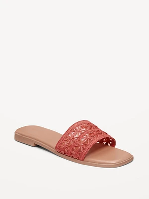 Floral Raffia Slide Sandals