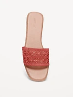 Floral Raffia Slide Sandals