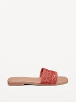 Floral Raffia Slide Sandals