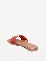 Floral Raffia Slide Sandals