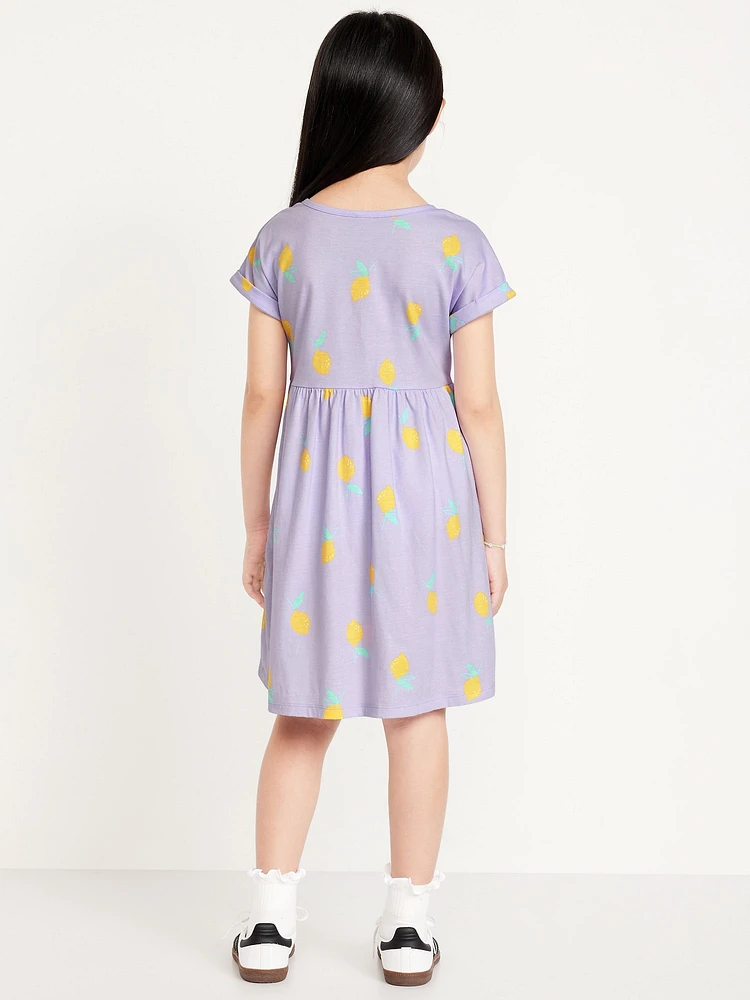 Printed Short-Sleeve Jersey-Knit Dress for Girls