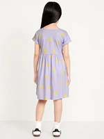 Printed Short-Sleeve Jersey-Knit Dress for Girls