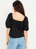 Square-Neck Puff-Sleeve Top