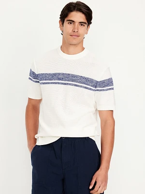 Short-Sleeve Striped Sweater