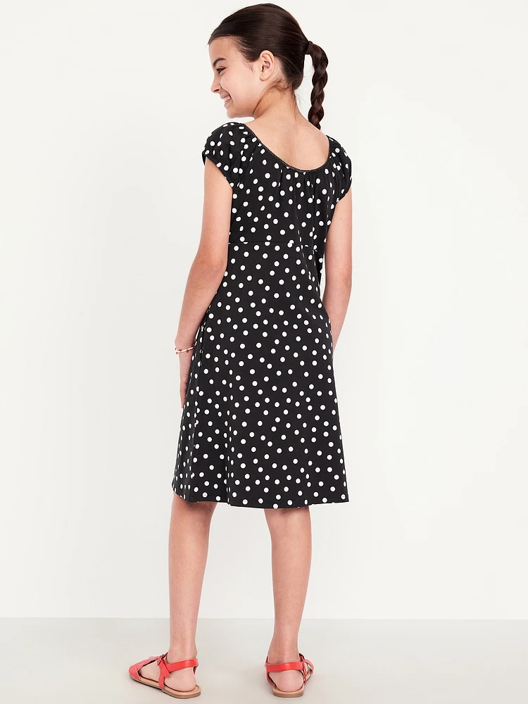 Printed Short-Sleeve Henley Dress for Girls