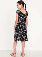 Printed Short-Sleeve Henley Dress for Girls