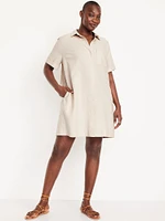 Linen-Blend Shirt Dress
