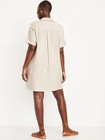 Linen-Blend Shirt Dress