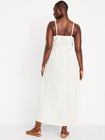 Fit & Flare Crochet-Bodice Maxi Dress
