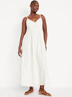 Fit & Flare Crochet-Bodice Maxi Dress