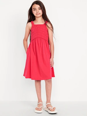Fit & Flare Sleeveless Smocked Dress for Girls