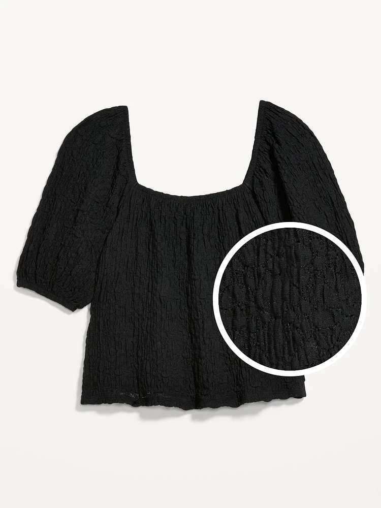 Puff-Sleeve Lace Top