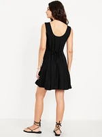 Sleeveless Crepe Button-Front Mini Dress